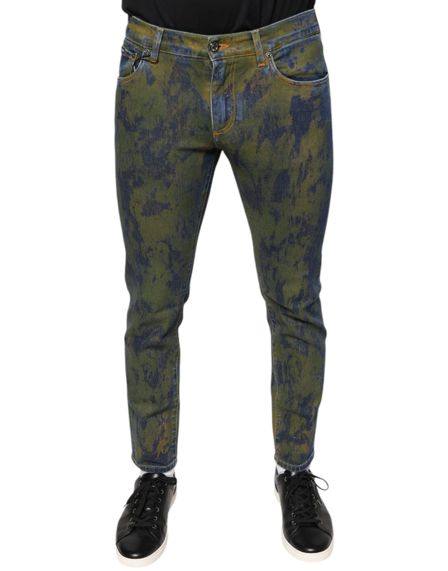 Dolce &amp; Gabbana Blue Cotton Dye Slim Fit Men Denim Jeans