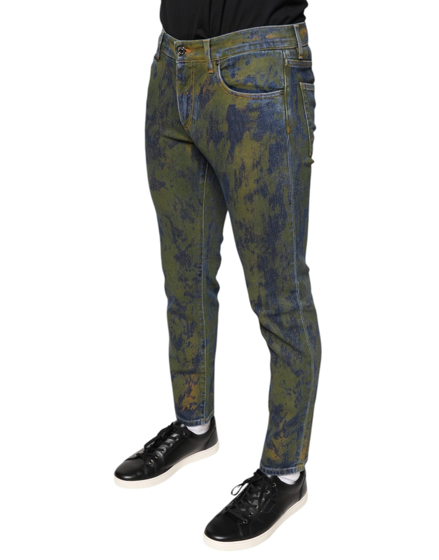 Dolce &amp; Gabbana Blue Cotton Dye Slim Fit Men Denim Jeans