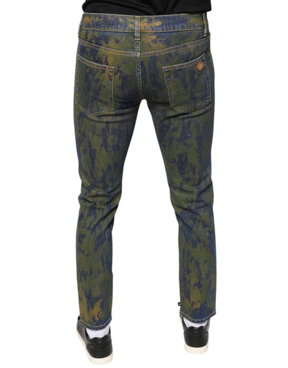 Dolce &amp; Gabbana Blue Cotton Dye Slim Fit Men Denim Jeans