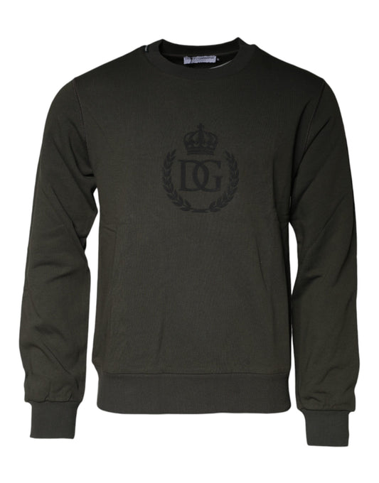 Dolce &amp; Gabbana Army Green Crown Cotton Sweatshirt Sweater