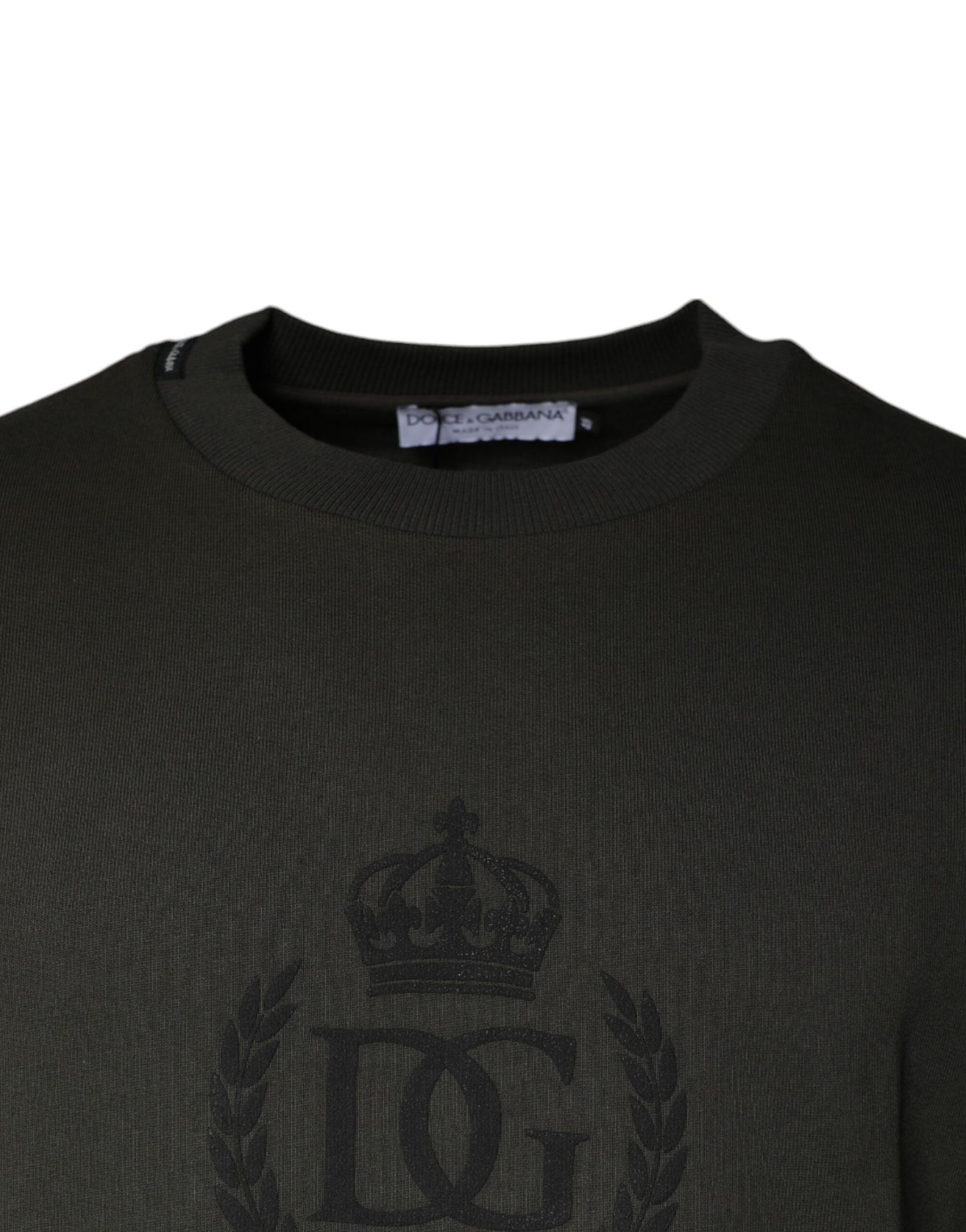 Dolce &amp; Gabbana Army Green Crown Cotton Sweatshirt Sweater
