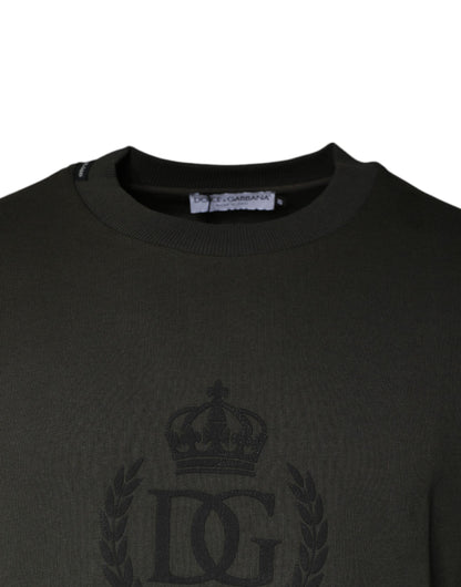 Dolce &amp; Gabbana Army Green Crown Cotton Sweatshirt Sweater