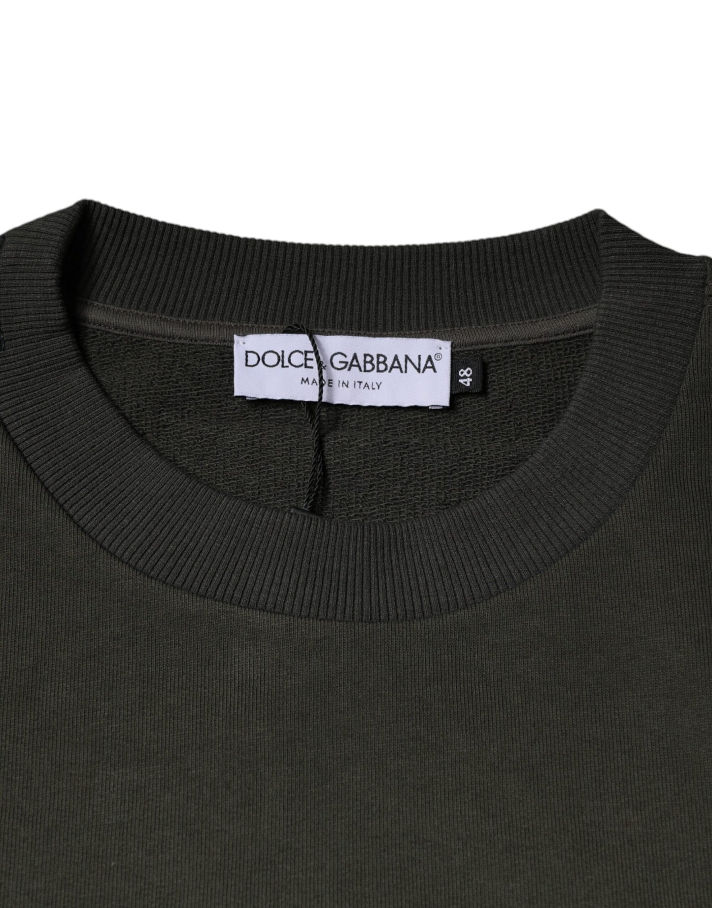 Dolce &amp; Gabbana Army Green Crown Cotton Sweatshirt Sweater