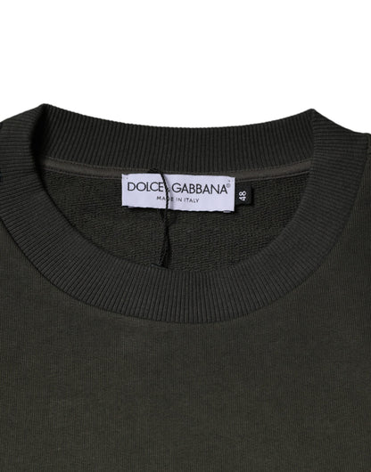 Dolce &amp; Gabbana Army Green Crown Cotton Sweatshirt Sweater