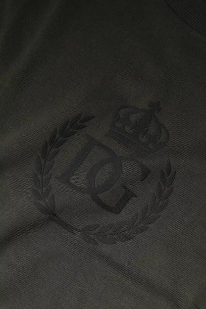 Dolce &amp; Gabbana Army Green Crown Cotton Sweatshirt Sweater