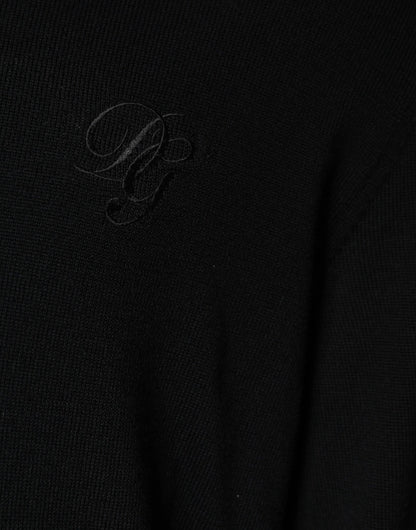 Dolce &amp; Gabbana – Schwarzer Pullover aus Wollstrick mit Rundhalsausschnitt