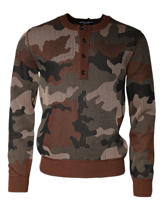 Dolce &amp; Gabbana Multicolor Camouflage Men Pullover Sweater
