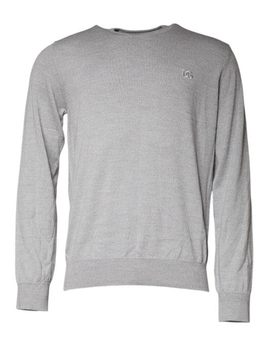 Dolce &amp; Gabbana Light Gray Wool Crew Neck Pullover Sweater
