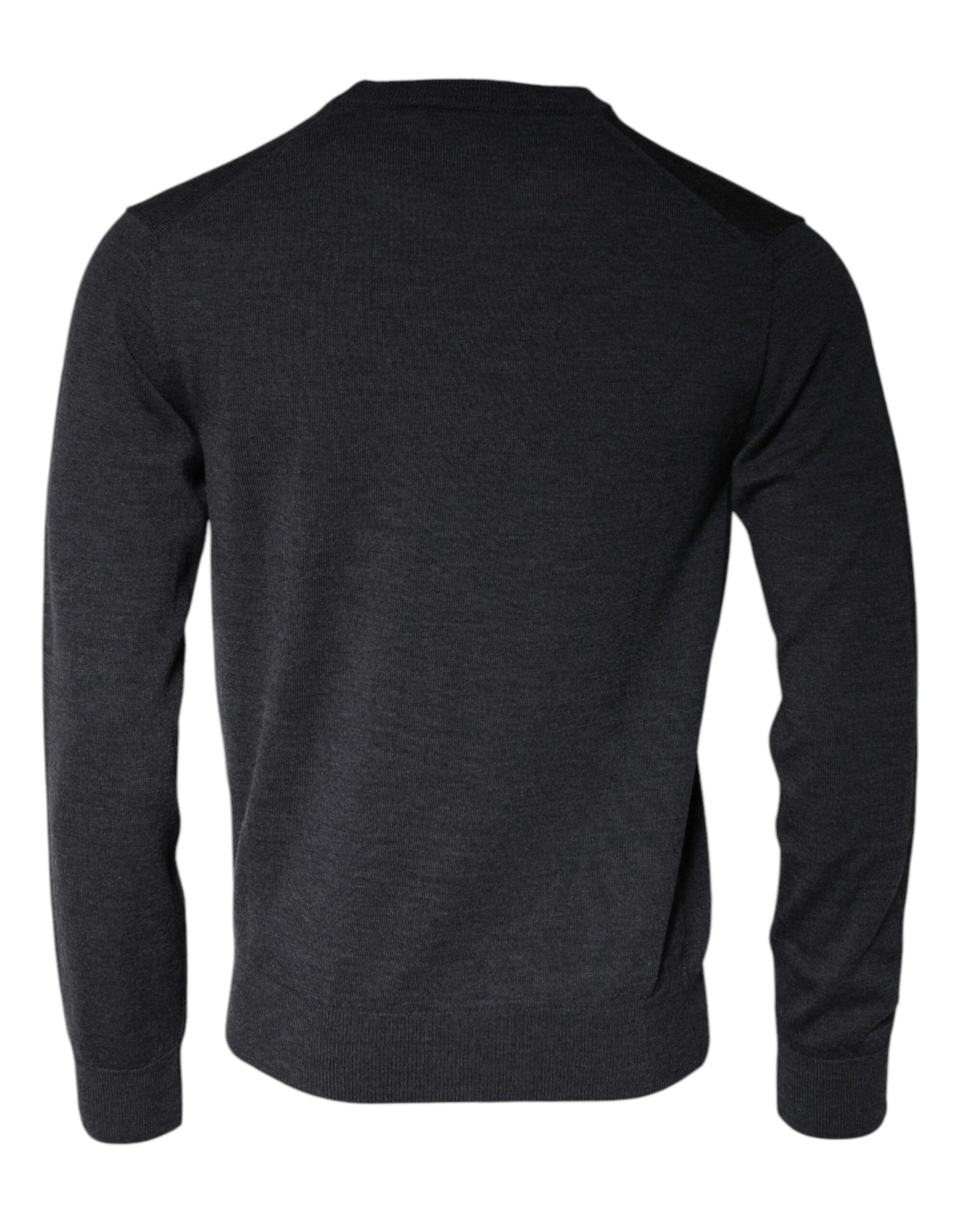 Dolce &amp; Gabbana Pullover aus dunkelgrauer Wolle mit Rundhalsausschnitt