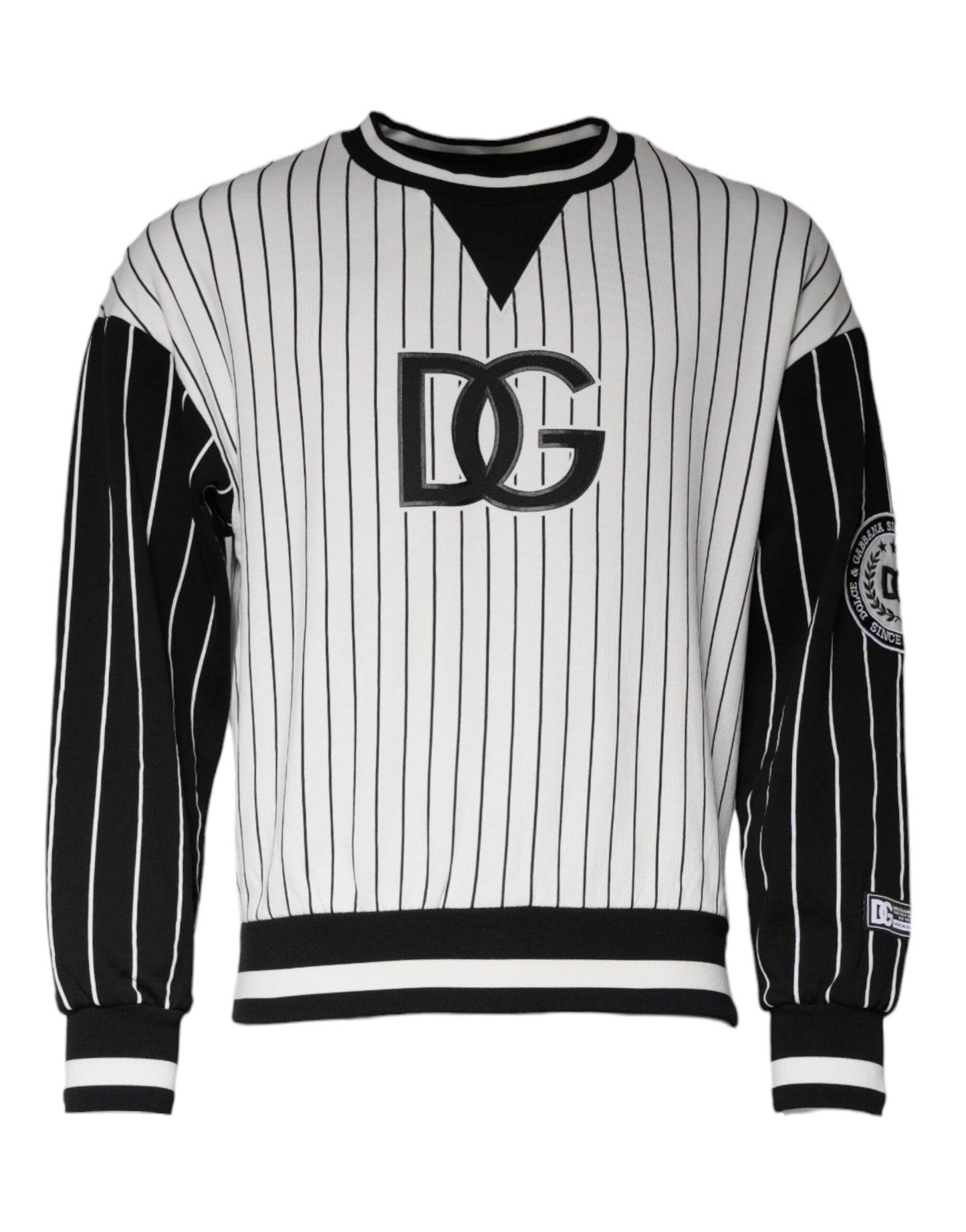 Dolce &amp; Gabbana Black White Stripes Logo Sweatshirt Sweater