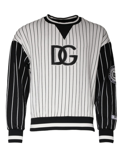 Dolce &amp; Gabbana Black White Stripes Logo Sweatshirt Sweater