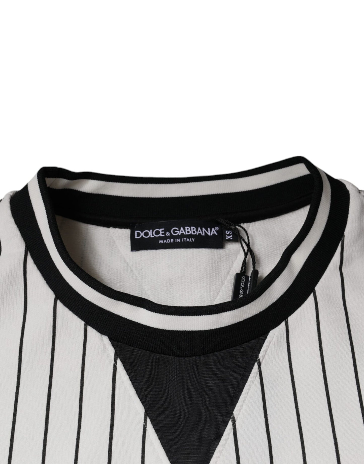 Dolce &amp; Gabbana Black White Stripes Logo Sweatshirt Sweater