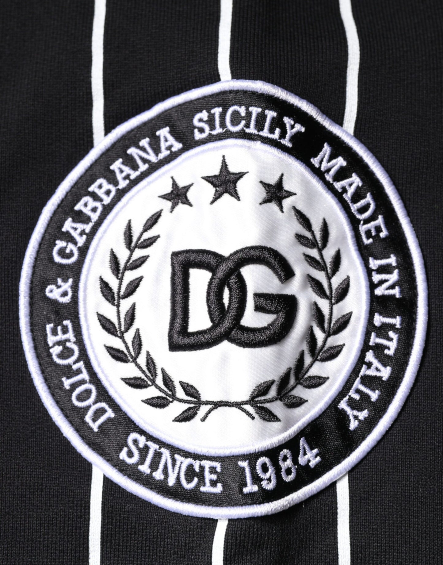 Dolce &amp; Gabbana Black White Stripes Logo Sweatshirt Sweater