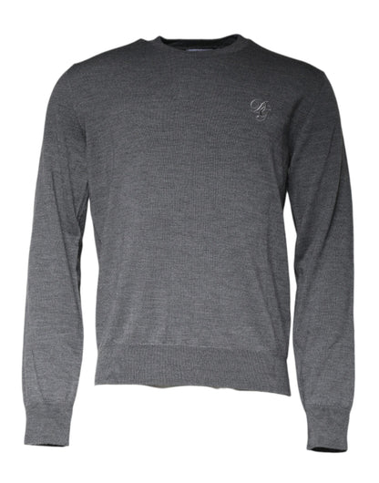 Dolce &amp; Gabbana Dark Gray Wool Crew Neck Pullover Sweater