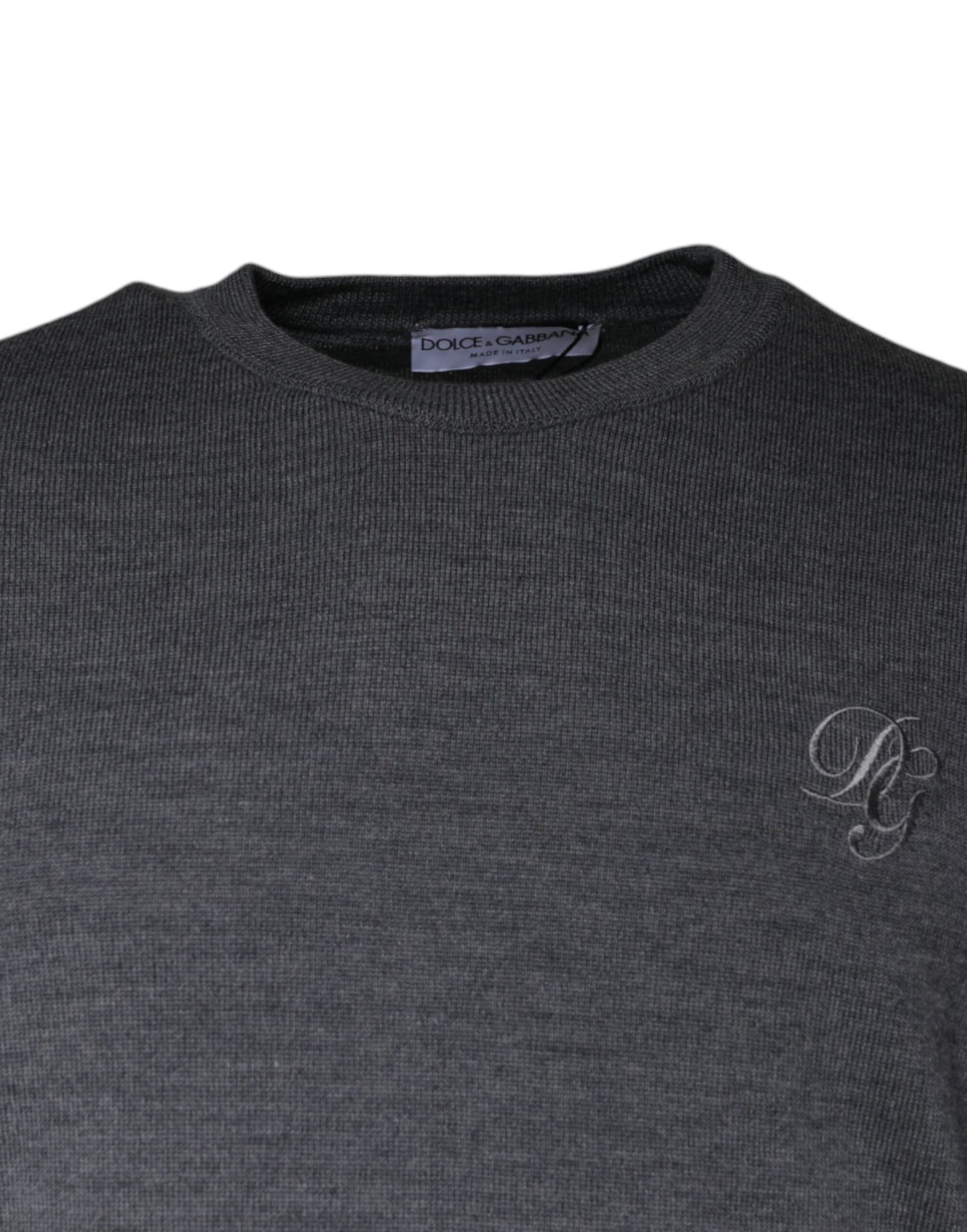 Dolce &amp; Gabbana Dark Gray Wool Crew Neck Pullover Sweater