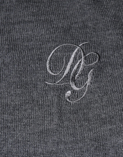 Dolce &amp; Gabbana Dark Gray Wool Crew Neck Pullover Sweater