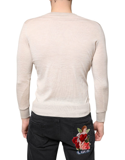 Dolce &amp; Gabbana Beige Kaschmir-Cardigan mit Knopfleiste