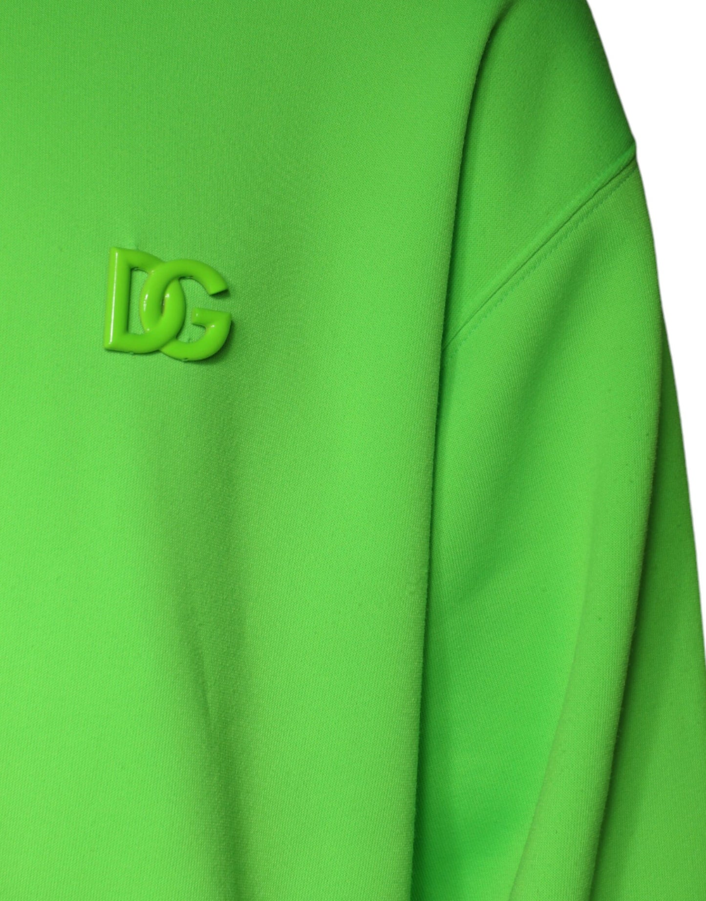 Dolce &amp; Gabbana Green Logo Hooded Pullover Men Sweatshirt Sweater