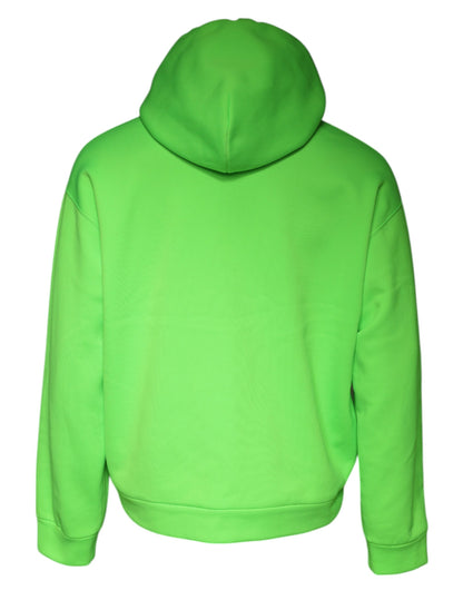Dolce &amp; Gabbana Green Logo Hooded Pullover Men Sweatshirt Sweater