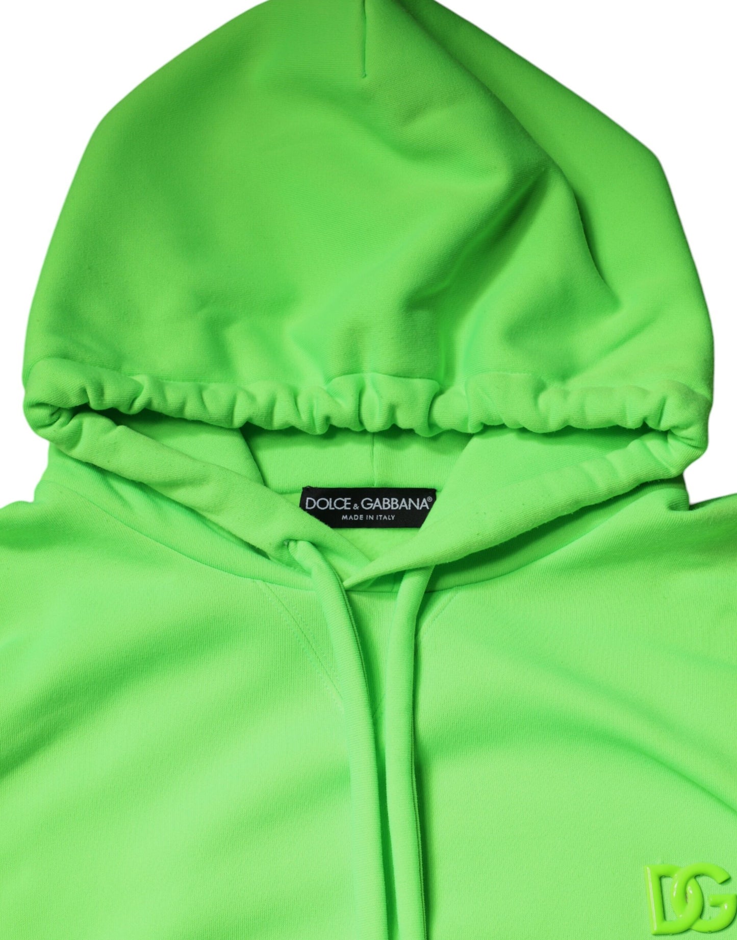 Dolce &amp; Gabbana Green Logo Hooded Pullover Men Sweatshirt Sweater