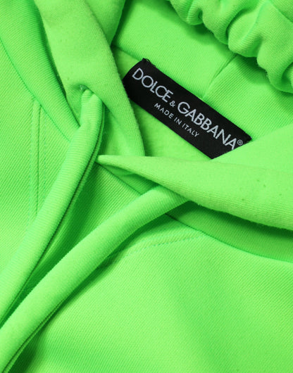 Dolce &amp; Gabbana Green Logo Hooded Pullover Men Sweatshirt Sweater