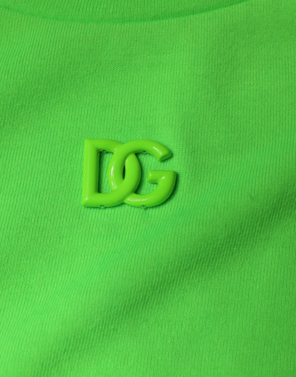Dolce &amp; Gabbana Green Logo Hooded Pullover Men Sweatshirt Sweater