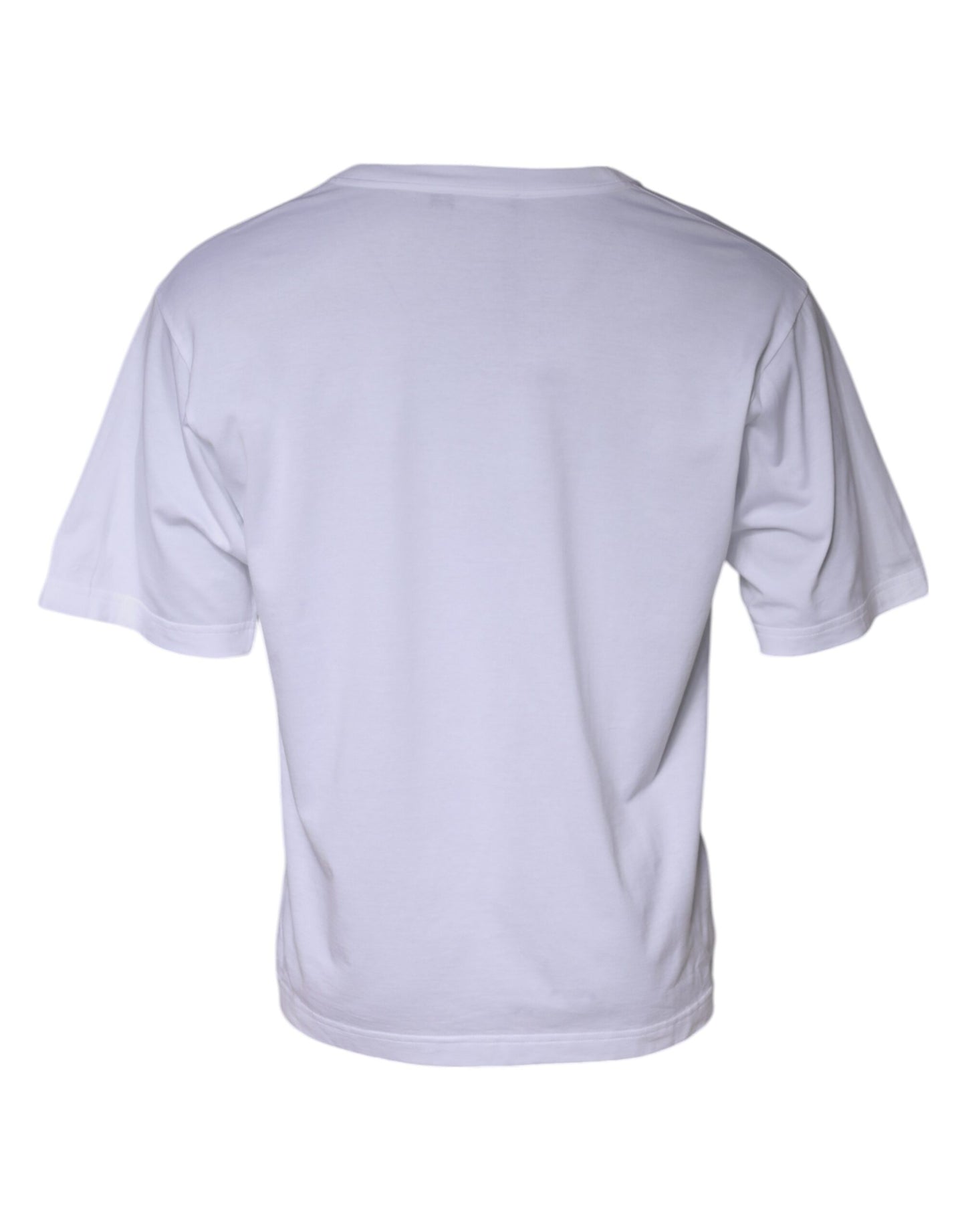 Dolce &amp; Gabbana White Logo Patch Cotton Crew Neck T-shirt