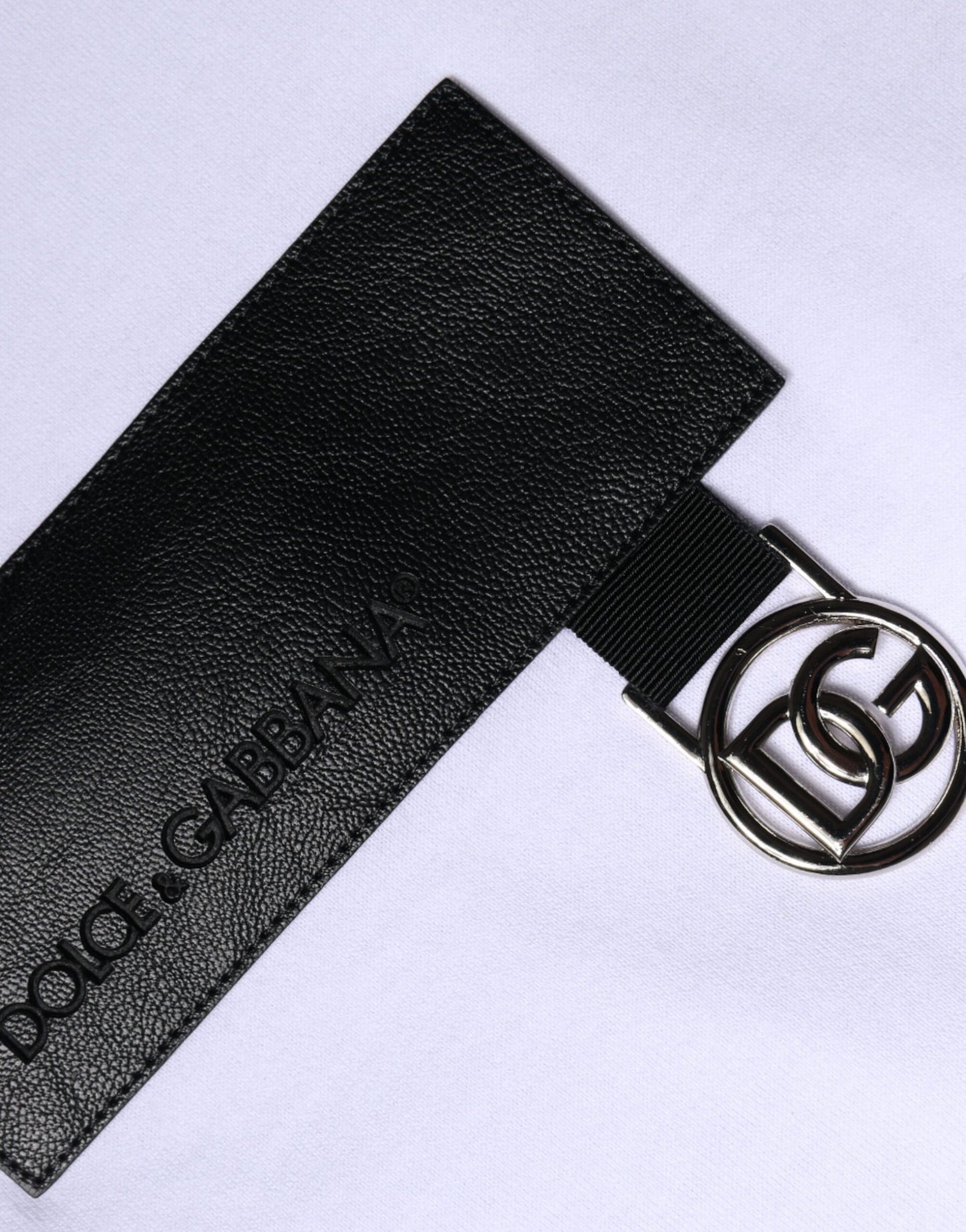 Dolce &amp; Gabbana White Logo Patch Cotton Crew Neck T-shirt