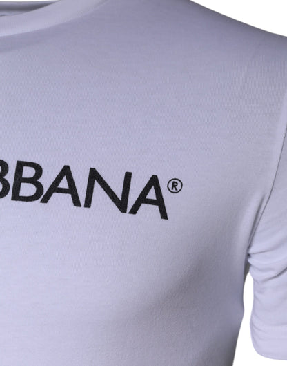 Dolce &amp; Gabbana – Weißes Baumwoll-T-Shirt mit Rundhalsausschnitt und Logo-Print