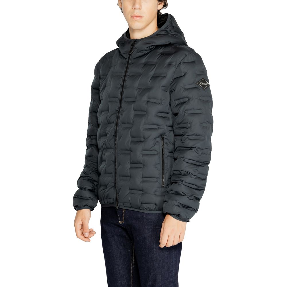 Replay Blue Polyester Jackets &amp; Coat