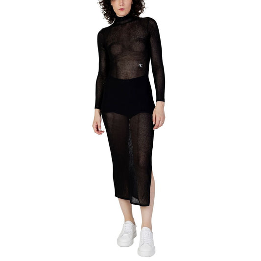 Calvin Klein Jeans – Schwarze Marabou-Lang