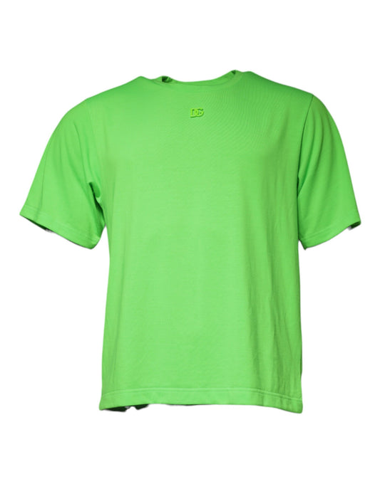 Dolce &amp; Gabbana – Grünes T-Shirt mit Rundhalsausschnitt und kurzen Ärmeln und Logo