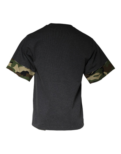 Dolce &amp; Gabbana – Dunkelgraues Camouflage-T-Shirt mit Rundhalsausschnitt