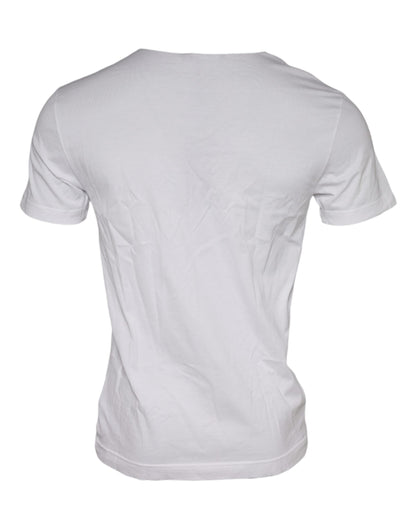 Dolce &amp; Gabbana White Graphic Print Cotton Crew Neck T-shirt