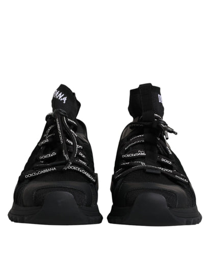 Dolce &amp; Gabbana Schwarz Sorrento Logo Männer Sneakers Socken Schuhe