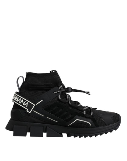 Dolce &amp; Gabbana Schwarz Sorrento Logo Männer Sneakers Socken Schuhe