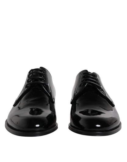 Dolce &amp; Gabbana – Derby-Schuhe aus schwarzem Lackleder für formelle Anlässe