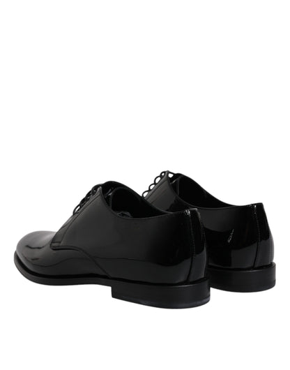 Dolce &amp; Gabbana – Derby-Schuhe aus schwarzem Lackleder für formelle Anlässe