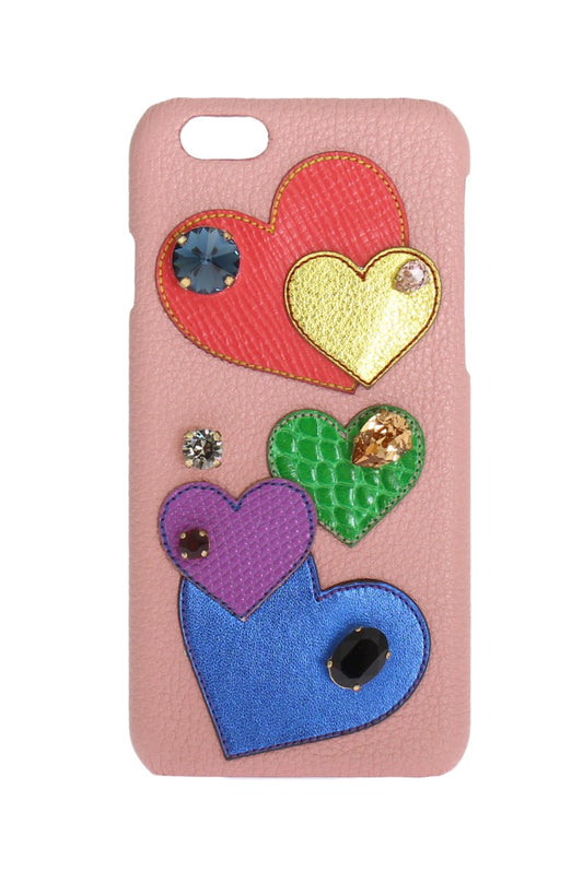 Dolce &amp; Gabbana – Rosa Leder-Handyhülle mit Herz-Kristall