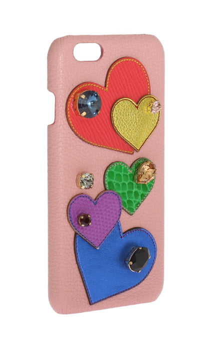 Dolce &amp; Gabbana – Rosa Leder-Handyhülle mit Herz-Kristall