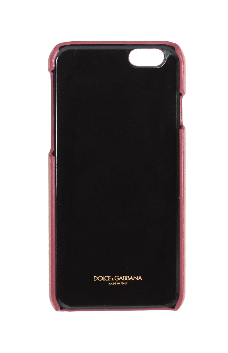 Dolce &amp; Gabbana – Rosa Leder-Handyhülle mit Herz-Kristall