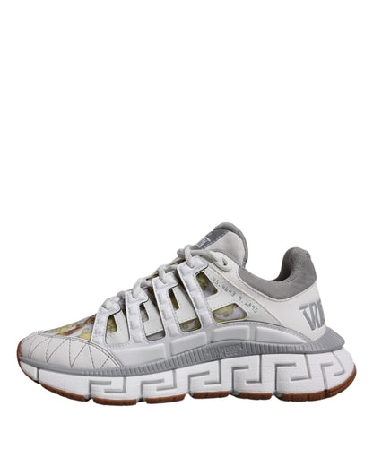 Versace – Weiße Sneakers mit Trigreca-Barocco-Print und niedrigem Schaft