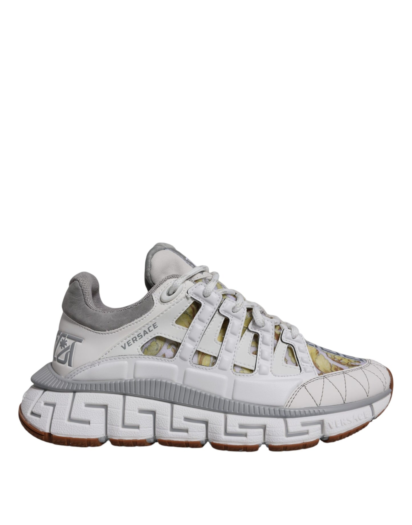 Versace – Weiße Sneakers mit Trigreca-Barocco-Print und niedrigem Schaft