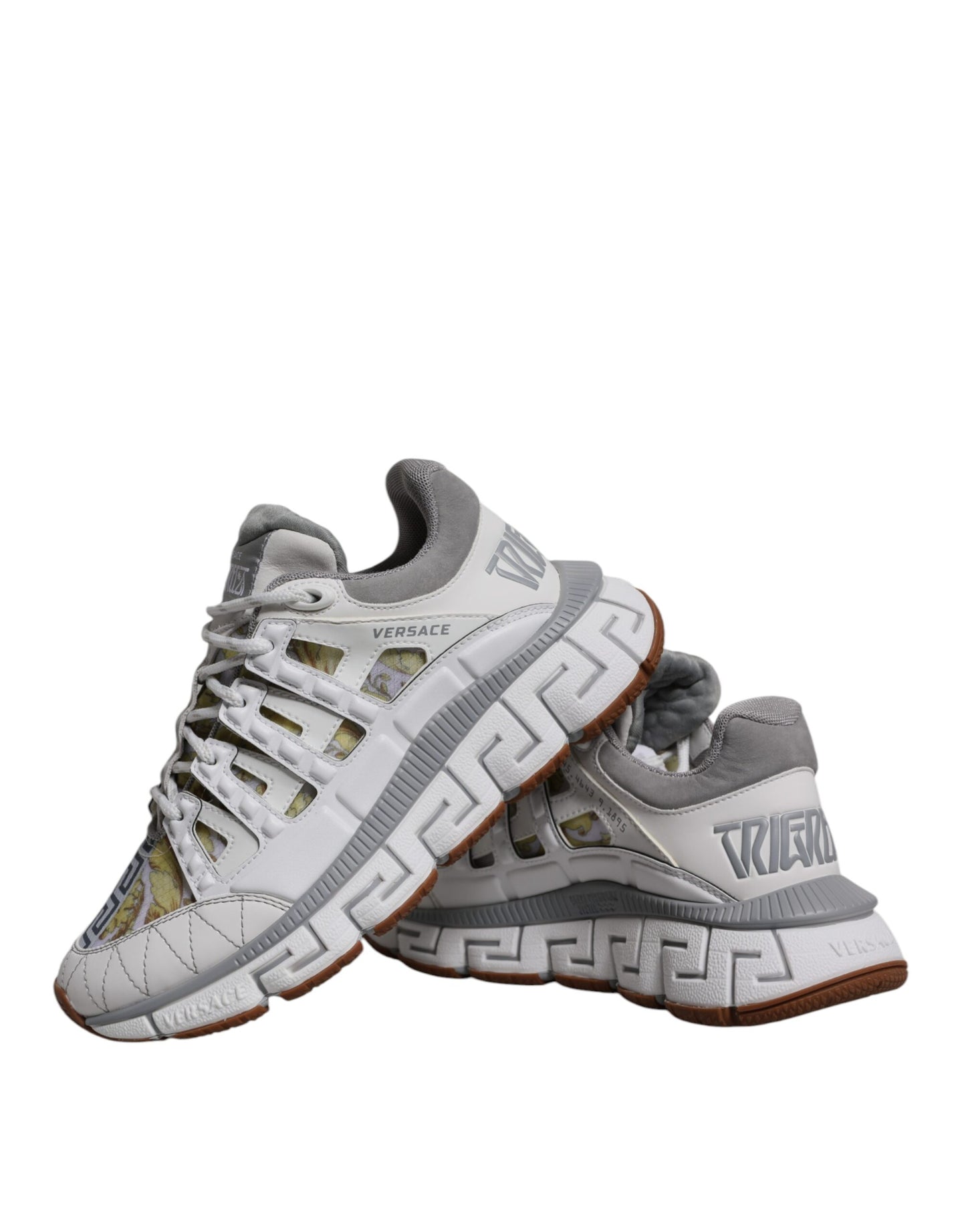 Versace – Weiße Sneakers mit Trigreca-Barocco-Print und niedrigem Schaft