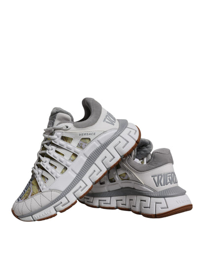 Versace – Weiße Sneakers mit Trigreca-Barocco-Print und niedrigem Schaft
