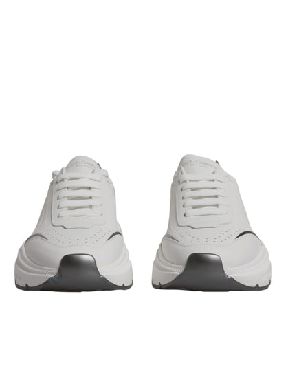 Dolce &amp; Gabbana – Daymaster – Sneaker aus Leder in Weiß und Silber