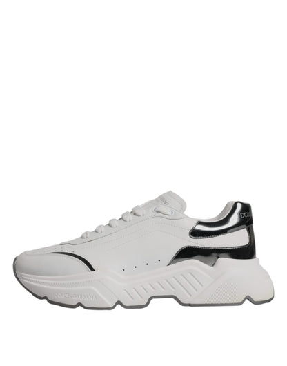 Dolce &amp; Gabbana – Daymaster – Sneaker aus Leder in Weiß und Silber