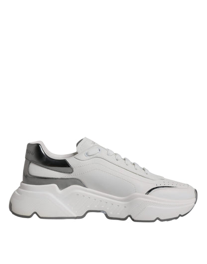 Dolce &amp; Gabbana – Daymaster – Sneaker aus Leder in Weiß und Silber