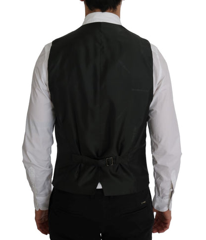 Dolce &amp; Gabbana Schwarze STAFF-Weste aus gestreifter Baumwolle