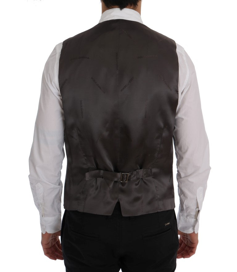 Dolce &amp; Gabbana Graue gestreifte Baumwoll-Strickjacke STAFF